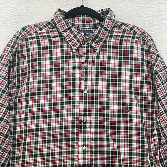 Ralph Lauren Shirt Mens 3XLT Tall Red Green Plaid Classic Fit Button Down Pony - Picture 4 of 10